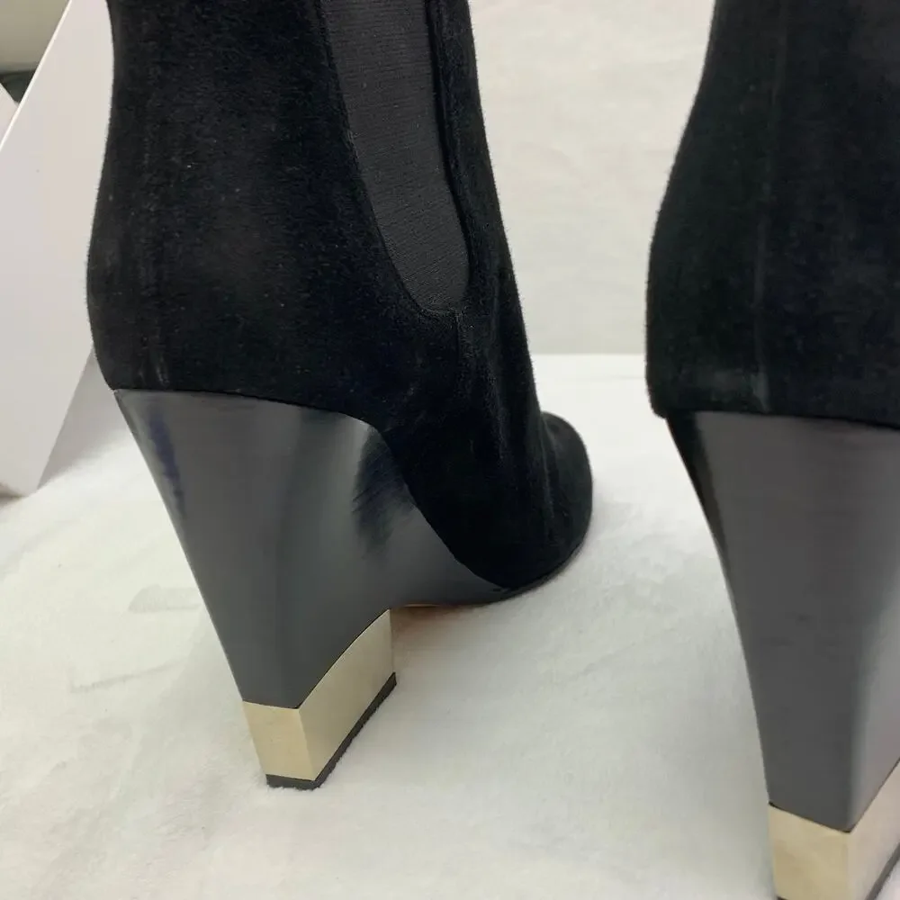 Givenchy Black Suede Gold Heel Slip On Bootie Womens Sz 10 with box extra heels - Picture 6 of 16